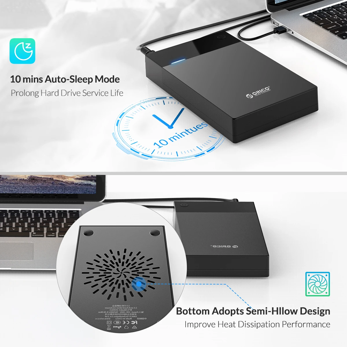 ORICO 3.5 inch Hard Drive Enclosure SATA to USB 3.0 External HD Case for 2.5/3.5 Inch SSD Disk HDD Box Case for PC Support UASP
