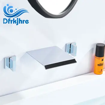 

Dfrkjhre Bathroom Basin Faucet Chrome Waterfall Wall Sink Basin Mixer Tap Set Bathroom Spout Faucet With Double Handle