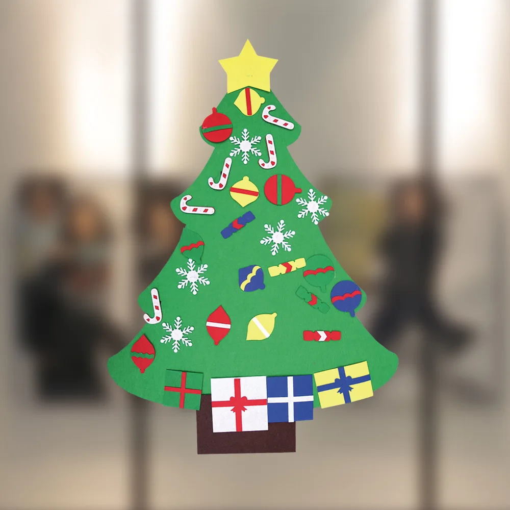 DIY войлочная Рождественская елка новогодние подарки Детские игрушки искусственное дерево настенные подвесные украшения Рождественское украшение для дома