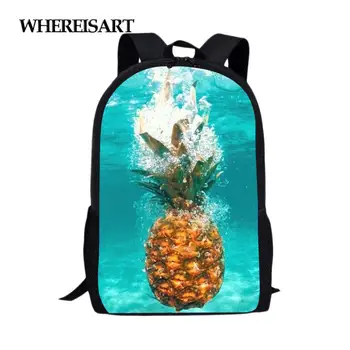 

WHEREISART 3D Pineapple Prints Back to School for Teenagers Girls School Bags Backpacks Book Rucksacks Satchel Mochilas Mujer