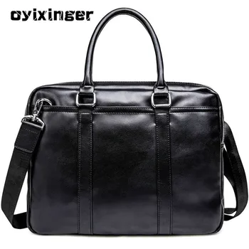 

2020 Men's Leather Business Briefcase Casual Shoulder Bag Messenger Laptop Handbag New Travel Bags Bolso Hombre Office men Bag
