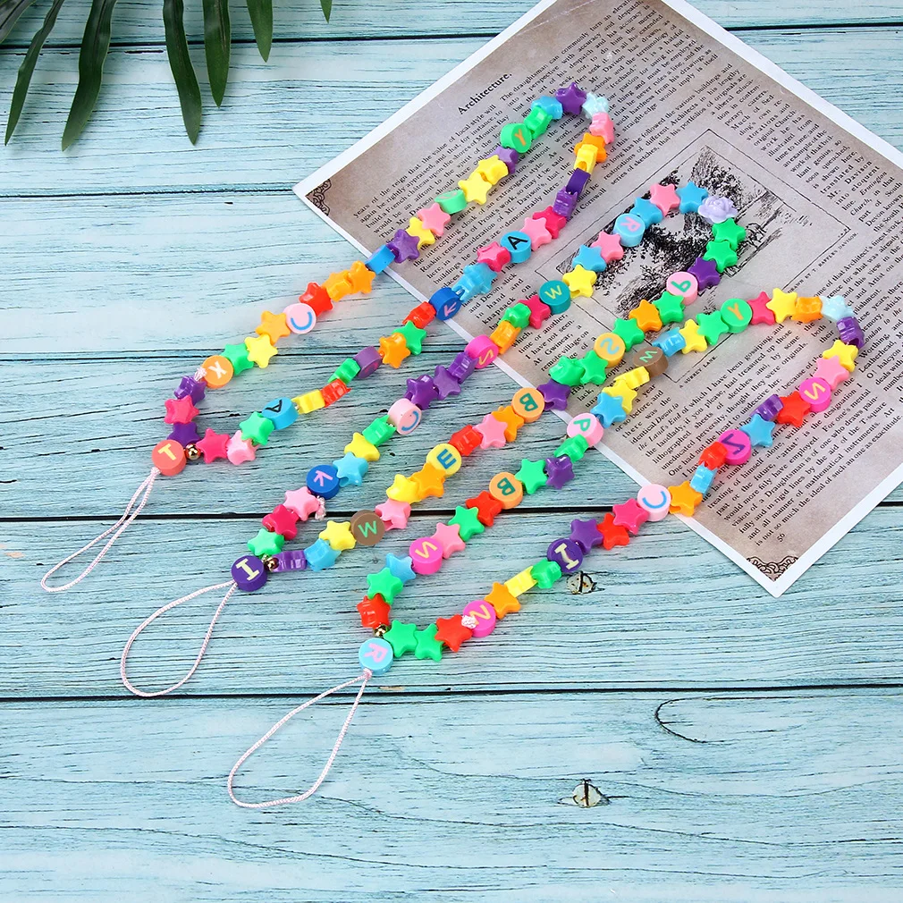 2021 Chain For Phone Straps Holder Moblie Case Cute Star Letter Beaded Rope Fashion Women Colorful Beads Lanyard |