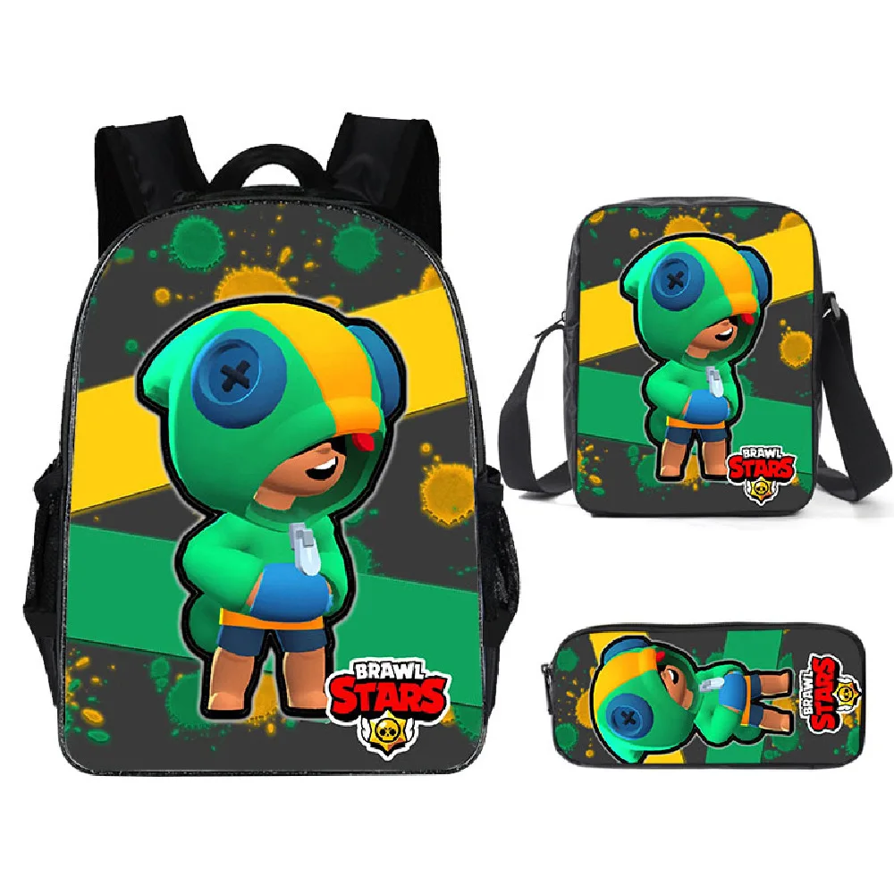 Hot Brawling Stars Leon Spike Shell toys Game School Book Bag Children Set  3 PCS/SET Kids Boys Girls Mochila Hot Game Backpack| | - AliExpress