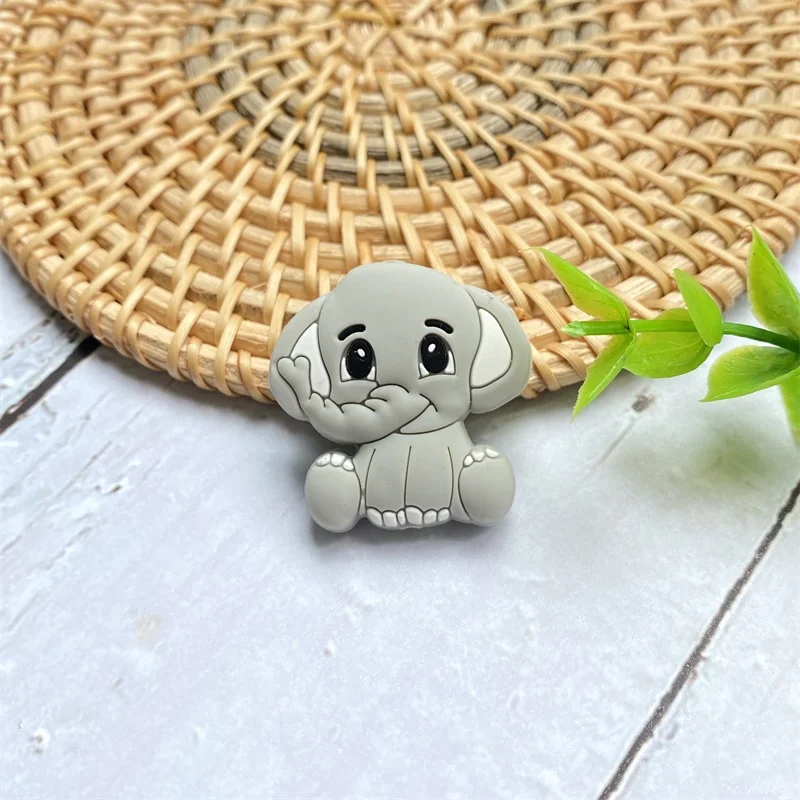 10PCS BPA 무료 코끼리  실리콘 구슬 음식 학년  간호 Teether 장난감 액세서리에 대 한 귀여운 Teething 구슬