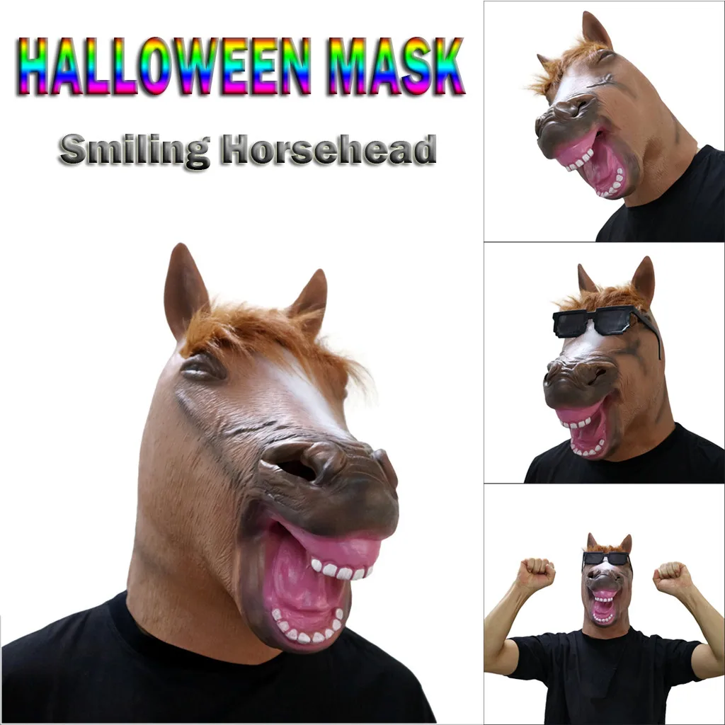 

Halloween Party Masks Noelty Horse Head Mask Latex Animal Costume Prop Gangnam Style For Halloween Festive Accessories