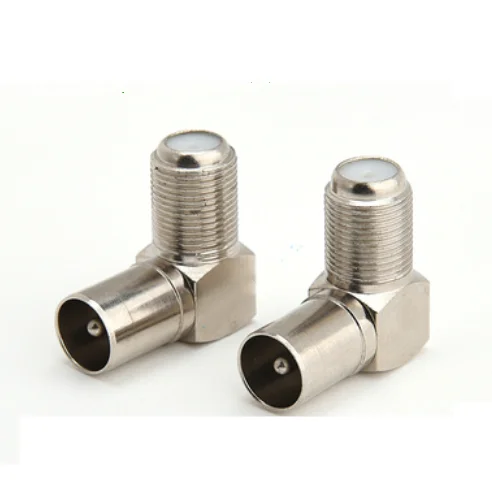 

5Pcs F Female to TV Male Plug 90 Degree Right Angle RF Coaxial Connectors