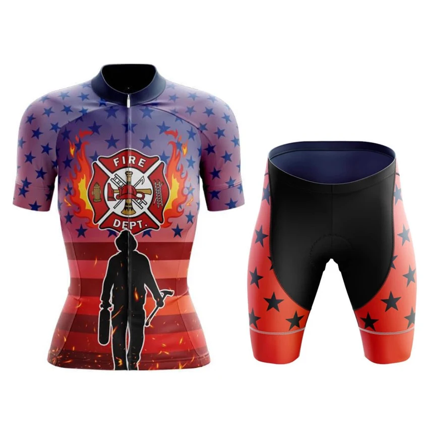 2020 WomenAMERICANFIREFIGHTERSLEEVELESSJERSEYJersey/Велосипеды комплекты Индивидуальные Дорога Горный
