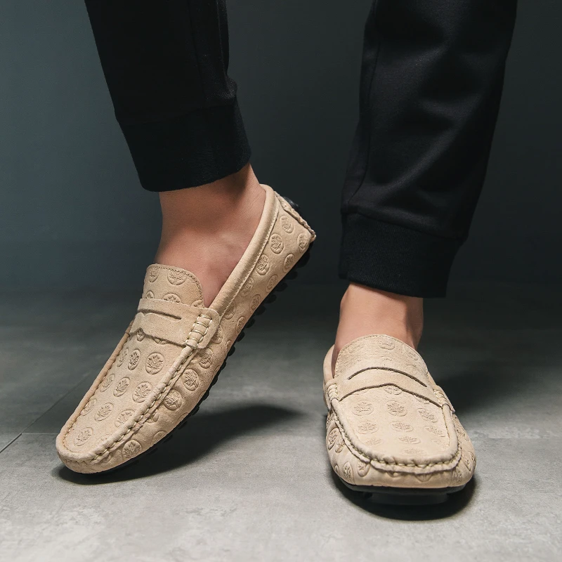 Mocasines Hombre; повседневная кожаная мужская обувь без шнуровки; Мягкие Мокасины; лоферы; модная брендовая мужская обувь на плоской подошве; удобная обувь для вождения автомобиля; цвет хаки