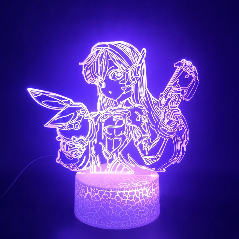 3D Lamp Game Overwatch Hero DVA Atmosphere Battery Powered Color Changing with Remote Visual Light Effect Led Night Light Lamp