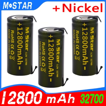 

4pcs high capacity 3.2V 32700 12800mAh LiFePO4 Battery 12.8Ah 35A Continuous Discharge Maximum High power battery+Nickel sheets