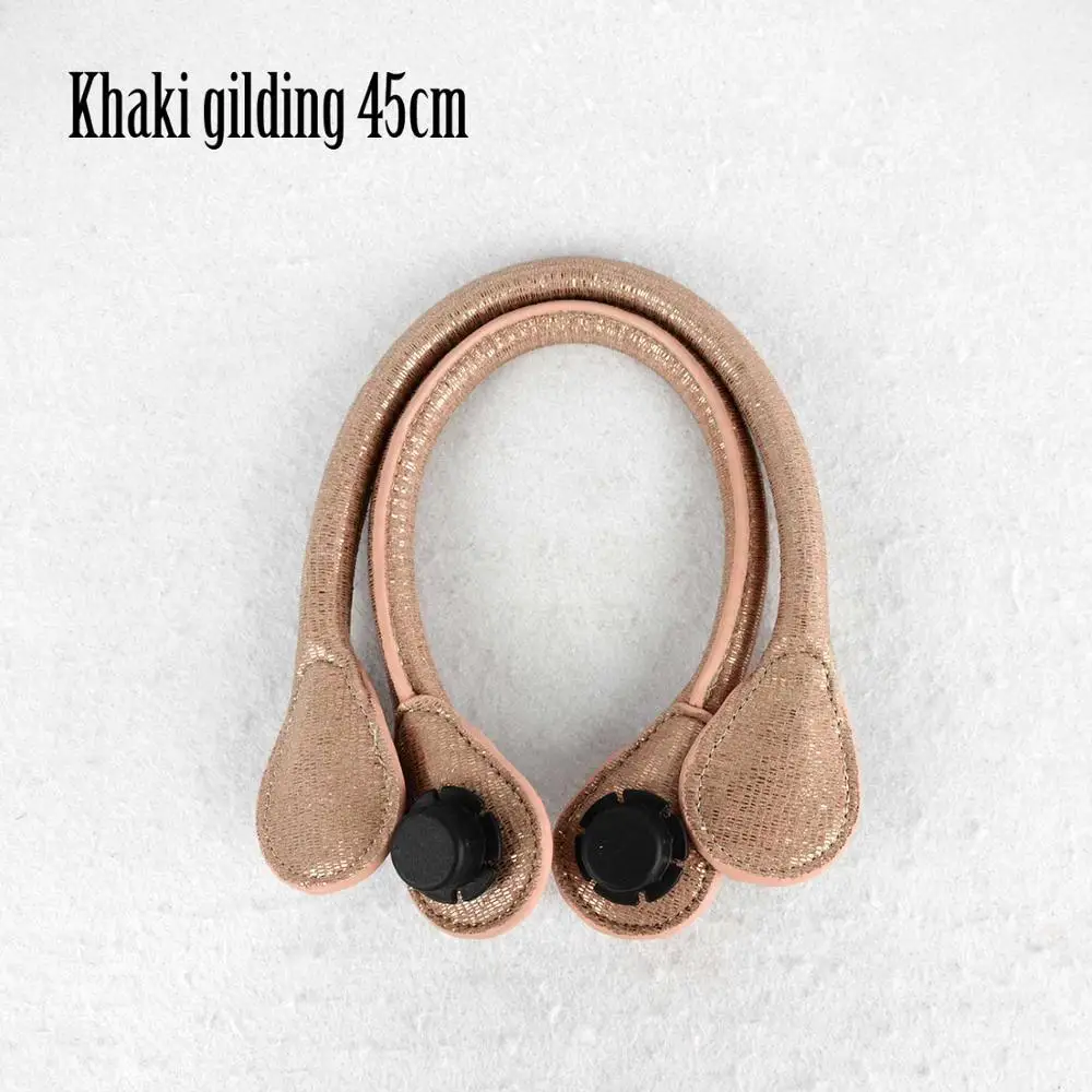 khaki gilding 45cm TANQU короткий длинный круглый Pu искусственная кожа ручка для Obag классический мини O сумка женские сумки на плечо - Цвет: khaki gilding 45cm