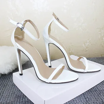 

Summer Womens Sexy High Heels Sandals Ladies Ankle Strap Sandal White Black Party Shoes Stiletto Plus Size Sandalias Mujer 2020