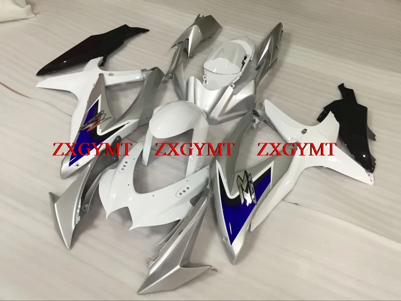 Пластиковые обтекатели для GSXR 600 2008 2010 K8 Обтекатели Suzuki GSXR750 08 09 белый серебристый