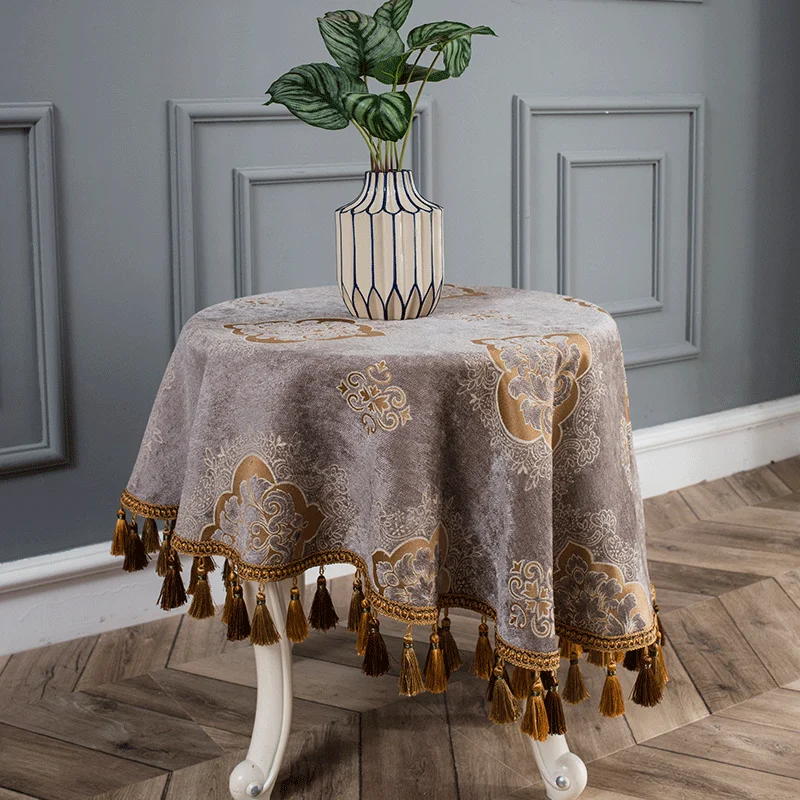 Высококачественная круглая скатерть из синели прямоугольная с рисунком для