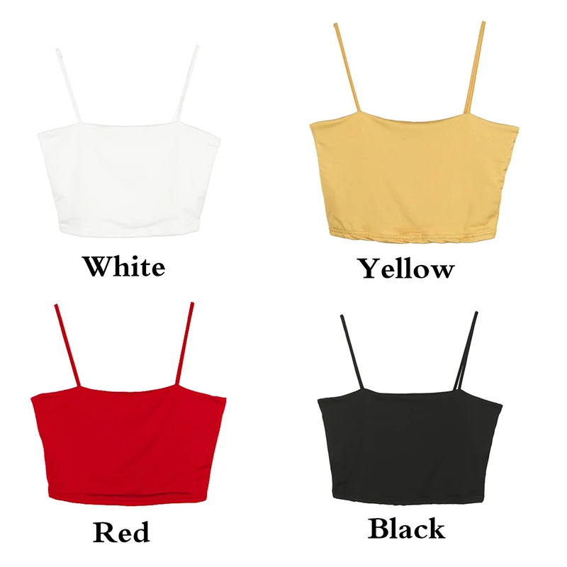 Female Sexy Tight Camisole Summer New Fashion Casual Simple Solid Color White Spaghetti Strap Crop Tops Plus Size XS-5XL