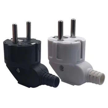 

Elbow black white 16A 250V 2 pins PP flame retardant wiring assembly plug European standard power Adaptor detachable plug