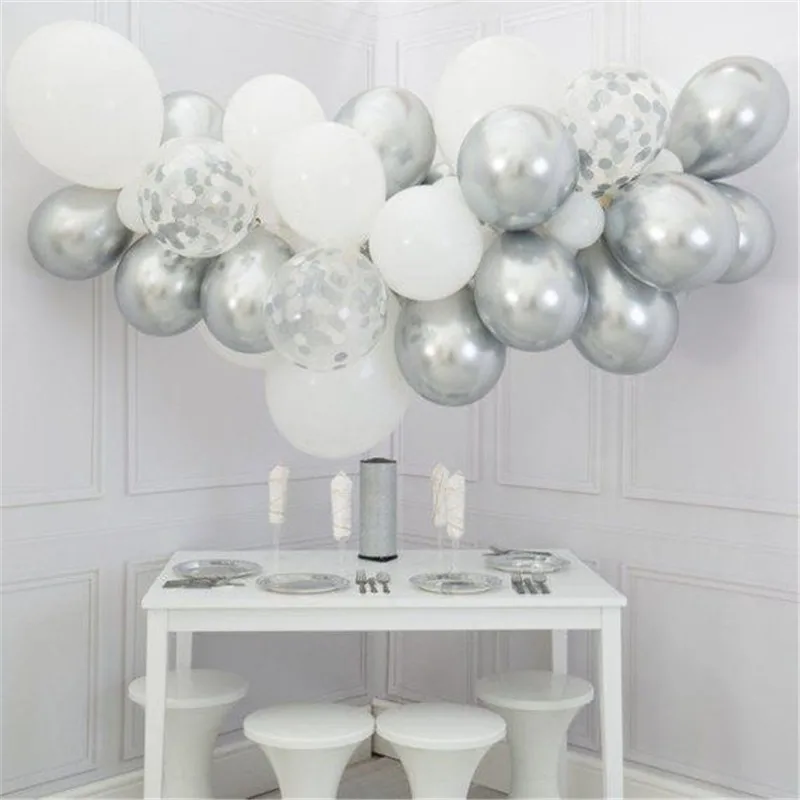 30pcs Mixed White Chrome Gold Confetti Balloons Birthday Party Decoration Kids Adult Air Ball Graduation Party Globos Balloons - Цвет: Set 4