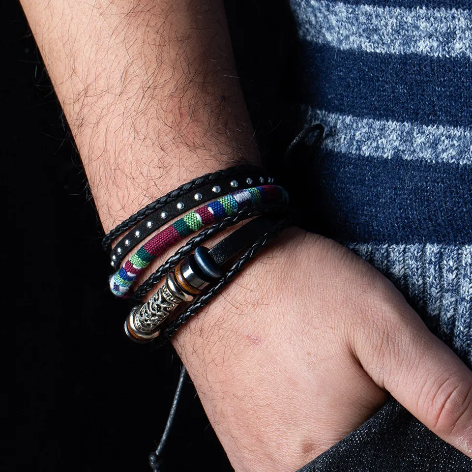 12 Style Металлические Кожаные Браслеты Мужские Ювелирные Изделия Классический