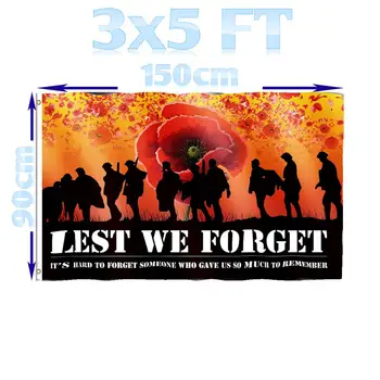 

BENFACTORY Store 3x5 ft Full Color Centenary Remembrance Day Lest We Forget Patriotic Flag Single Layer 100D Polyester