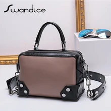 Натуральная коровья кожа, заостренные заклепки, цепь, сумки, контрастные цвета, через плечо, сумки через плечо,, женские