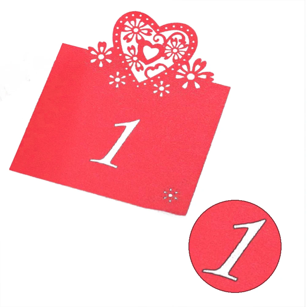  20pcs/set 6 Colors Number 1-20 Love Heart Table Number Sign For Wedding Invitation Card Table Decor - 4000071401370