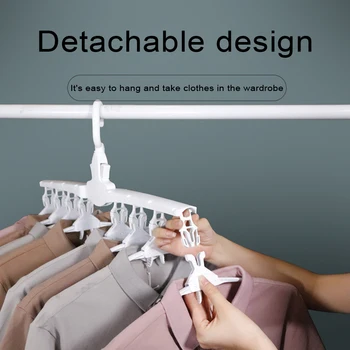 

Multifunctional Clothes Hanger 360° Rotation Saving Space Folding Shirt Rack with Removable Clips for Underwear Socks