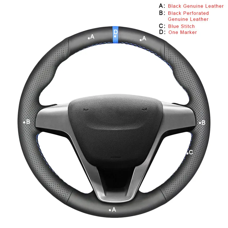 Genuine Leather Авто оплетка на руль чехол для Лада Веста Xray- DIY ручные Прошитые автомобильные чехлы - Название цвета: Genuine Leather