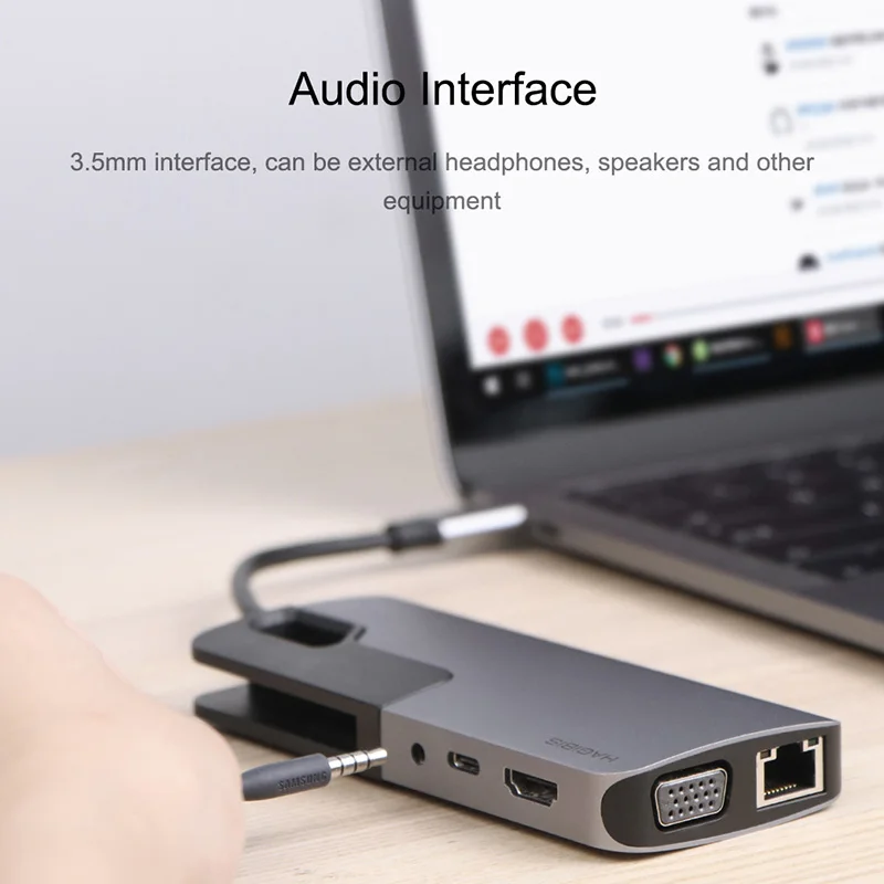 Хагбис USB C концентратор type C к USB 3,0 концентратор HDMI VGA адаптер Thunderbolt 3 док-станция 3,5 мм аудио RJ45 адаптер PD Зарядка для MacBook Pro