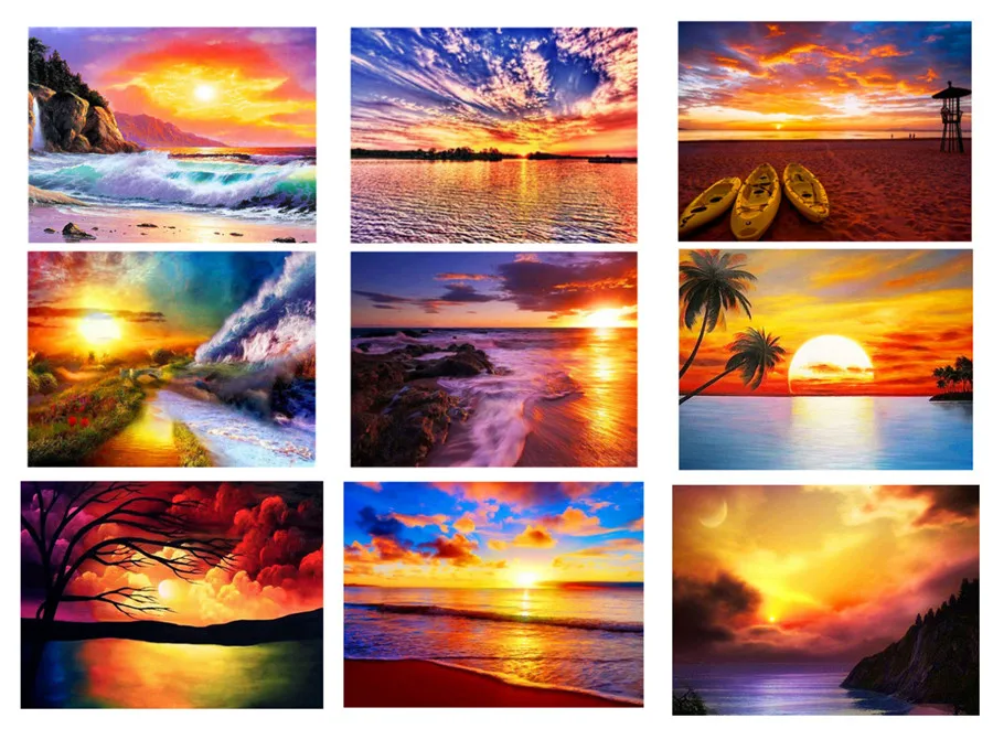 5D DIY Diamond painting Seaside sunset Scenery embroidery Cross Stitch Picture Home Decor Christmas gift | Дом и сад