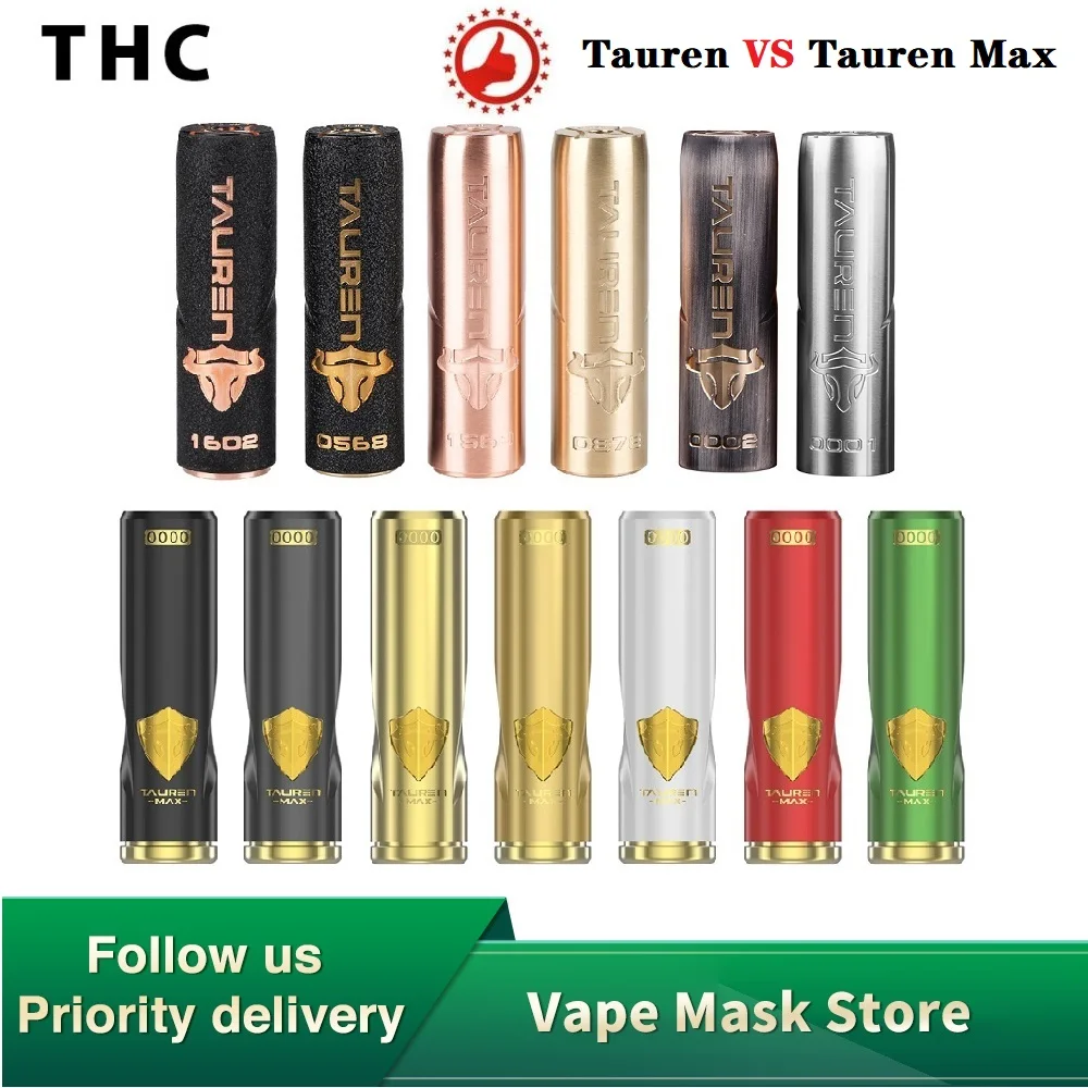 Billige Original THC Tauren Max Mech MOD 24mm Durchmesser Wasserdicht Stoßfest Staubdicht KEINE 18650 Batterie Vape Verdampfer VS THC Tauren Mod