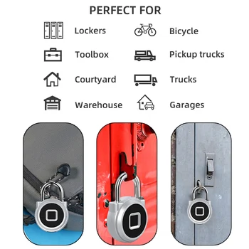 

Hot Anytek P10 Fingerprint Padlock 20 Sets Fingerprints with USB Charging Port Led light for Pick-up trucks Bicycle Garages Door