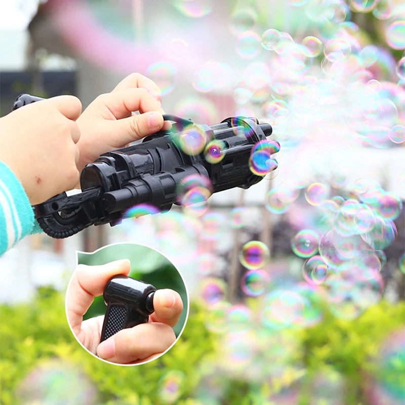 Kids Toy Automatic Bubble Gun Toy Baby Bath Toy Gun Gatling Bubble Machine 2 in 1 Electric Bubble Machine For Children Gift Toys - Image 2