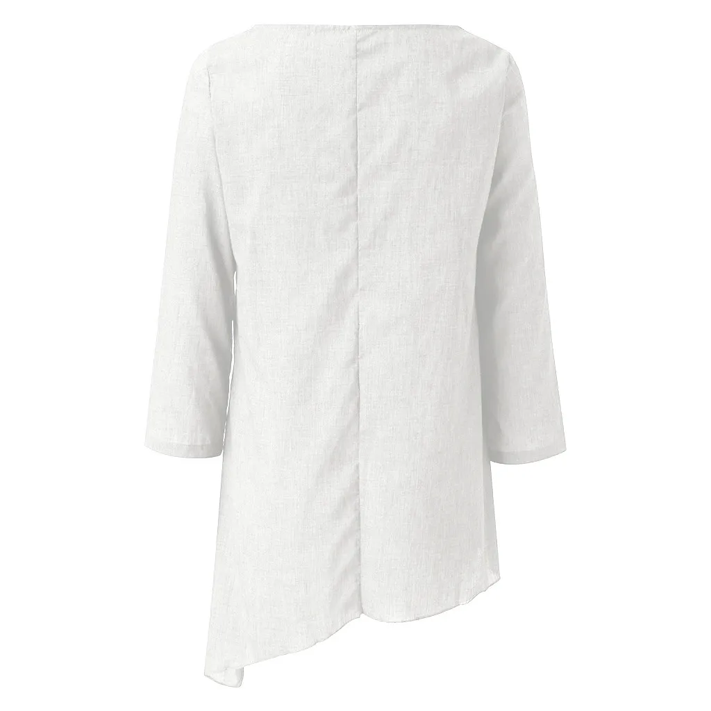 Feitong блузка женская плюс размер рубашка с длинным рукавом льняная мешковатая блузка рубашка женская летняя Туника Топы рубашка женская