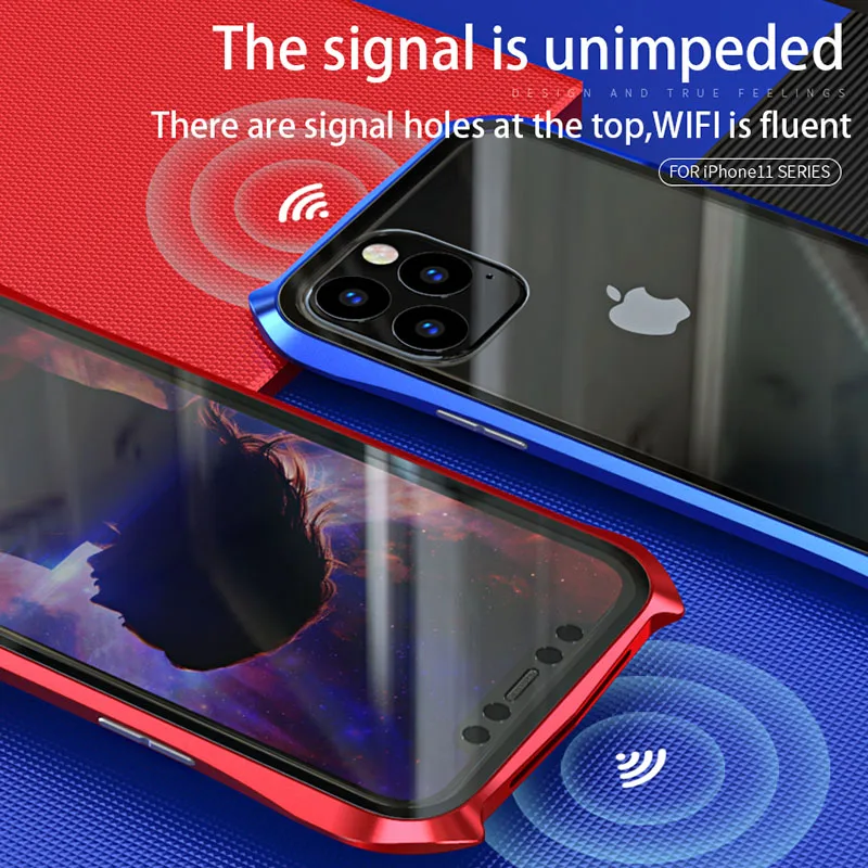 360 магнитный чехол для iphone 11Pro Max металлический бампер прозрачная двойная лента боковое стекло крышка СПС iphone 11 Pro роскошный противоударный Броня