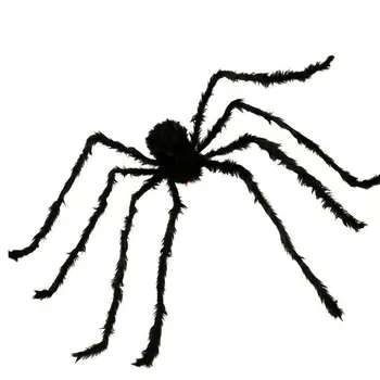 

30-200CM Giant Spider HalloweenGiant Black Spider Halloween Decor Props Plush Simulation Spider Haunted House Prop Scary Tricky