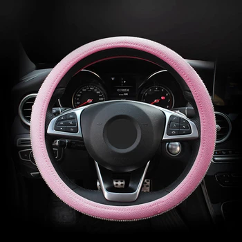 

Ladies Steering Wheel Cover Bling Shiny Pu-Leather Accessories 38cm/15" Rhinestone Diamond