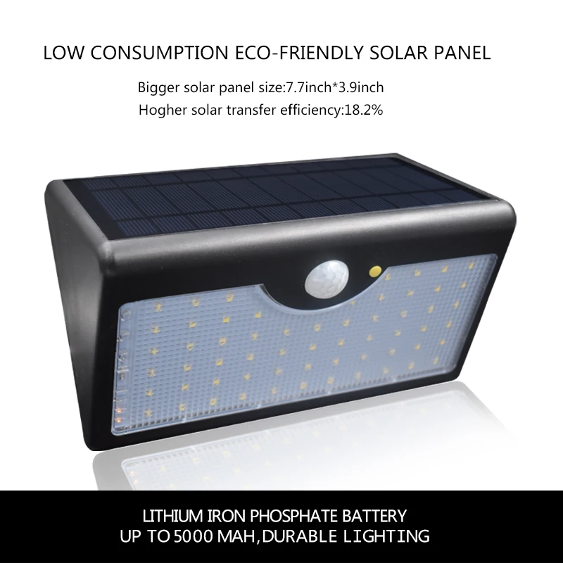 Modos com Controlador de Led à Prova Água da Lâmpada de Energia Solar para Jardim ao ar Mais Novo Solar Ip65 60 5 d’ Livre Cerca Parede Quintal Luz 1300lm