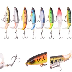 8pcs Whopper Plopper 10cm 13g Floating Fishing Lure Artificial Hard Bait Wobbler Rotating Tail Fishing Tackle with 3D Eyes
