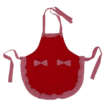 

Uhome Fashion Lovely princess rural style Cotton Grid Pattern Working Chefs Kitchen Cooking Cook Womens Ladies Fancy Maid Set