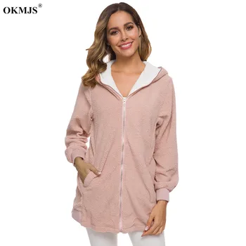 

Winter Women Jacket fashion warm Fur Fleece Teddy Long Hooded Jacket Causal Autumn Female Coat Outwear veste femme Plus Size 5XL