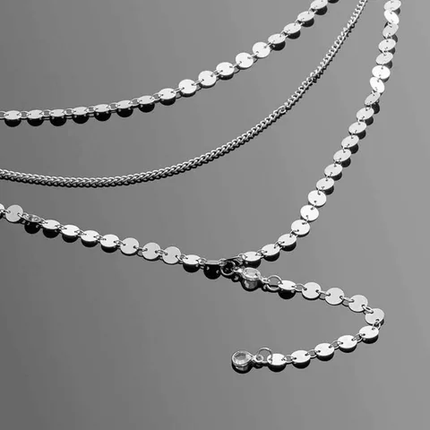 Multilayer Sequins Rhinestone Tassel Pendants Chain Necklace Choker Collar Women Jewelry