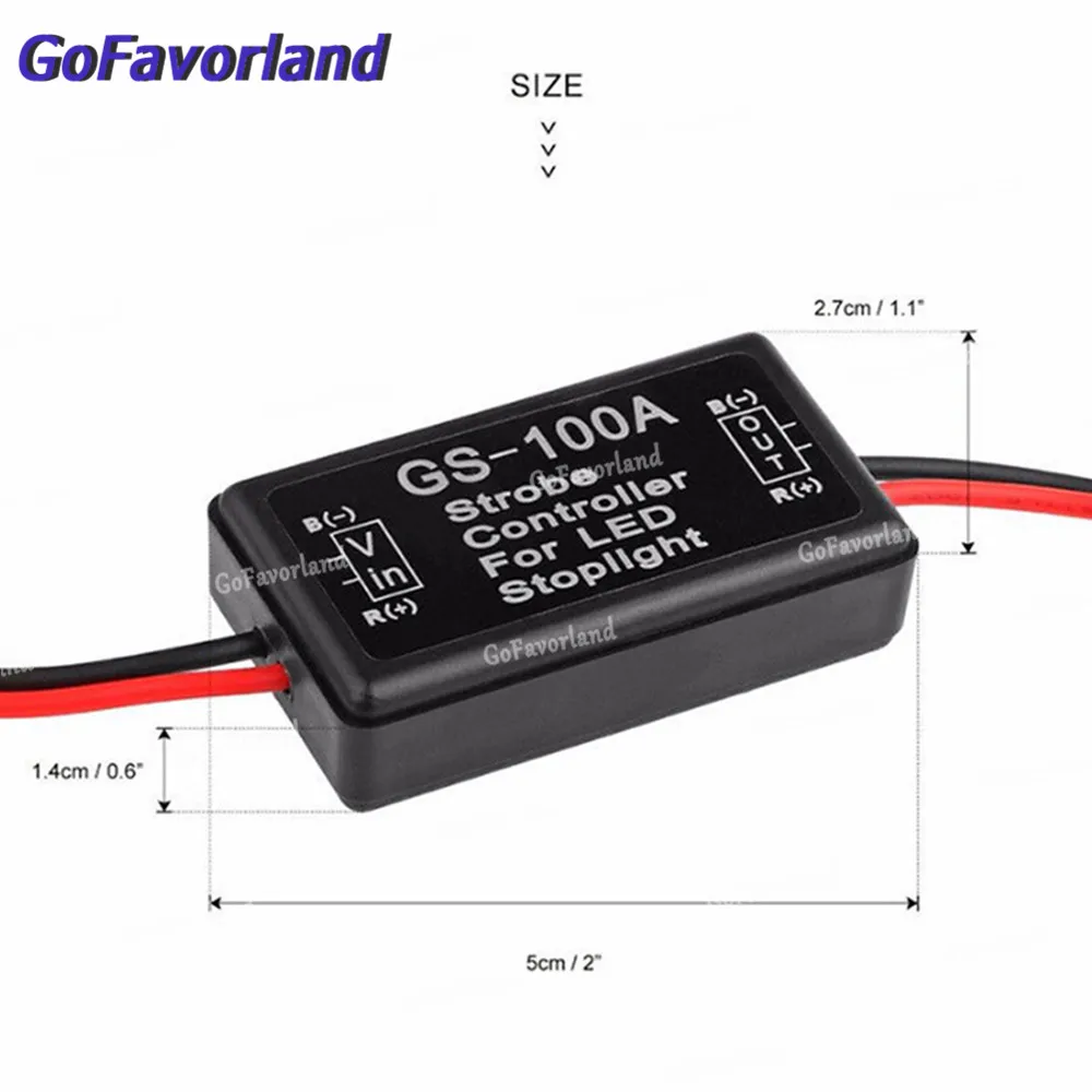 

12V GS-100A Flash Strobe Controller Flasher Module Brake Tail Stop Car LED Brake Stop Light Lamp