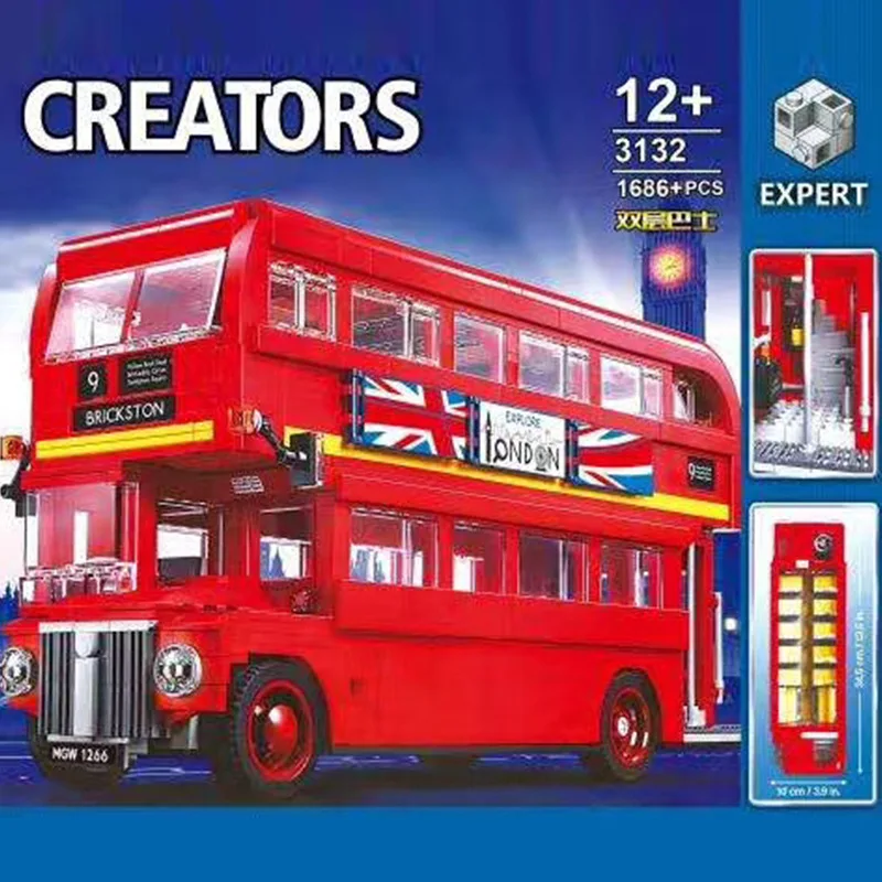 Создатель эксперт автомобиль красный двухэтажный 1686 шт город Лондон автобус