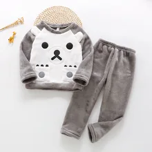 Осенне-зимний детский фланелевый пижамный комплект для маленьких мальчиков и девочек среднего размера, теплая Милая Домашняя одежда с героями мультфильмов