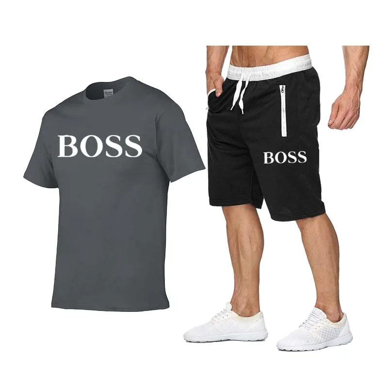 

Hot Sale Men's T-shirt Sets + Summer Shorts Two Pieces Casual Male Tracksuit Sets 2019 Casual T-shirt Fitness Gyms Shorts Men
