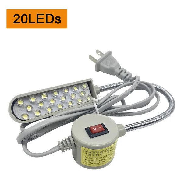 Super Bright LED Sewing Machine Light 10/20/30 LED Multifunctional Gooseneck Work Lamp for Lathes,Drill Presses,Workbenches 20leds