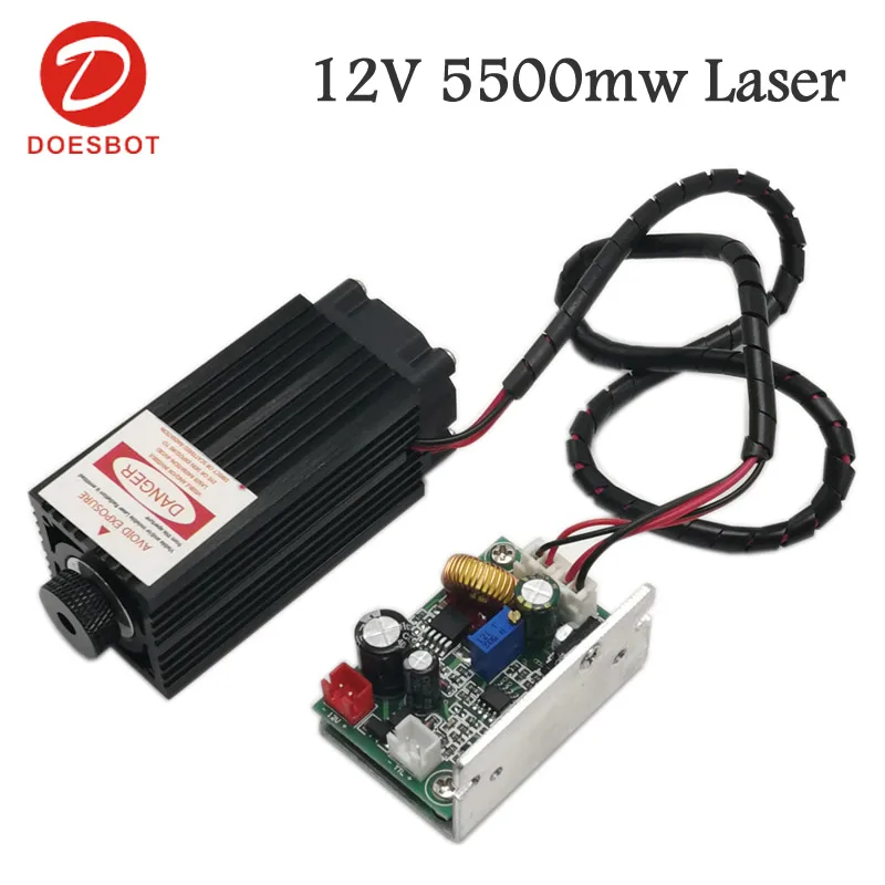 12 в 5500 МВт 5 Вт 450нм ШИМ ttl лазерный модуль гравировки CNC4018 3018 2818 Grbl 4Pin | Инструменты