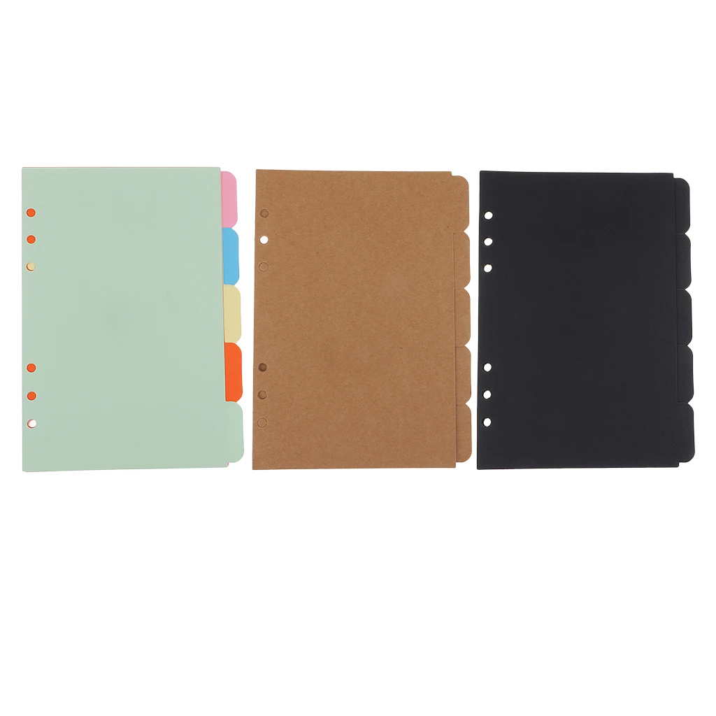 

5pcs A5 Size Kraft Divider Tabbed Paper Notebook Planner Filing Organizer