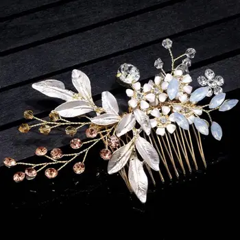 

Women Hairpin Hair Comb Clip Floral Head Piece Crystal Flower Bride Hair Pins Wedding Bridal Hairs Accessories Gift