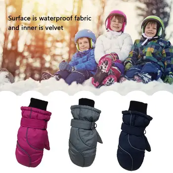 

Children's Thick Warm Stitching Ski Gloves Winter Cute Waterproof Windproof Outdoor Mid-child Gloves Snowproof Velvet Gloves